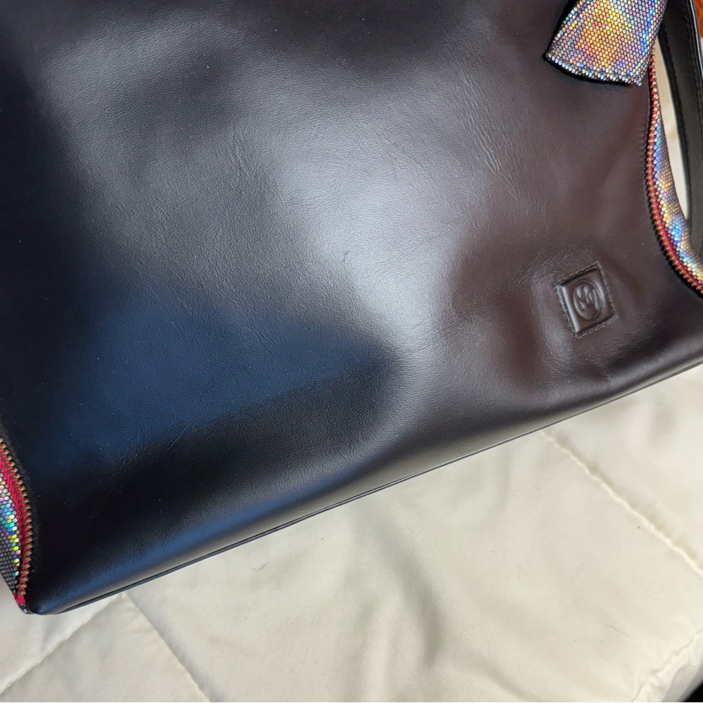 NWT Unique One of a Kind Leather Bag, Handmade, Black, Iridescent Sides - Picture 15 of 16